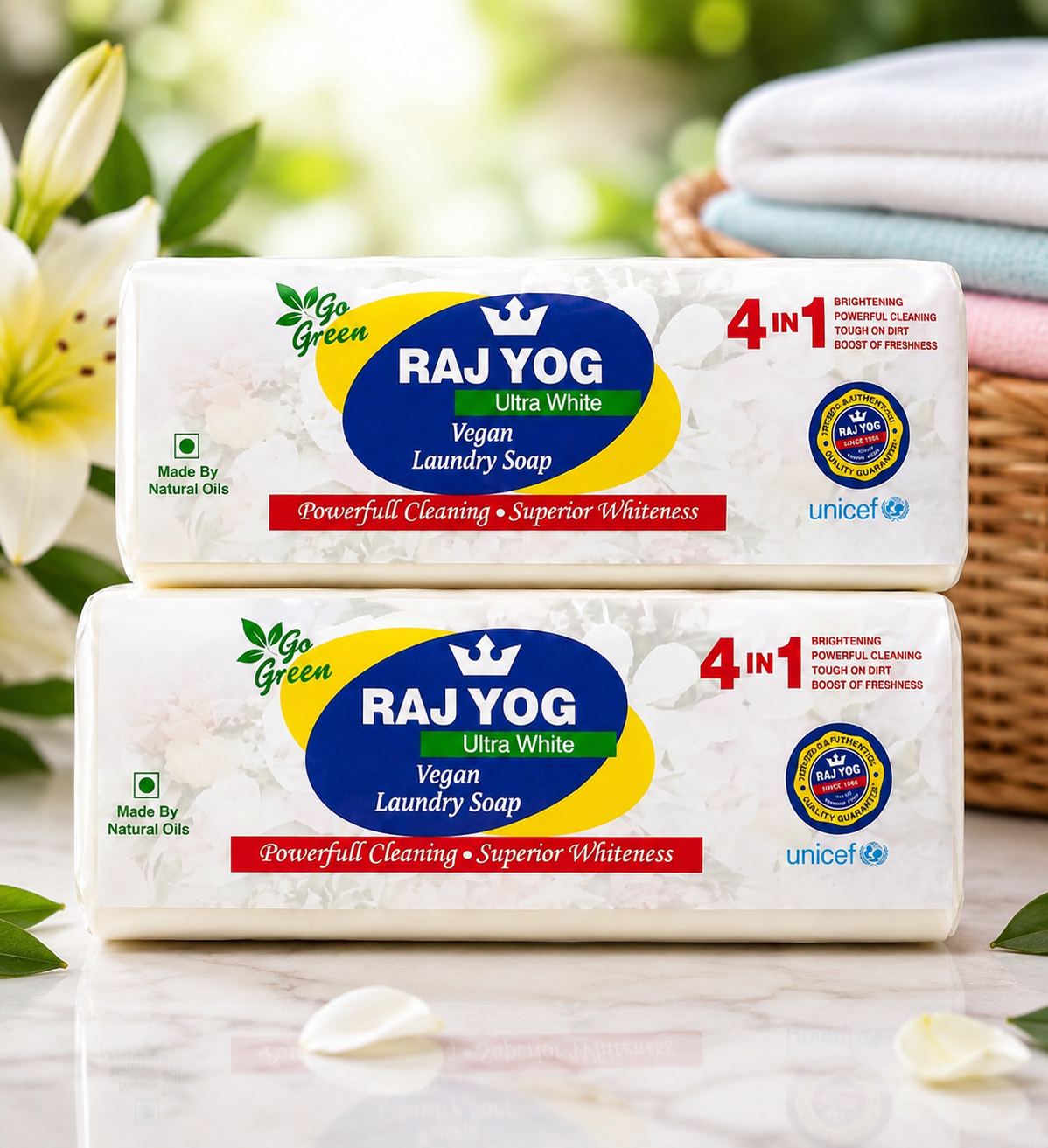 RAJ YOG Ultra White Vegan Laundry Soap Bar