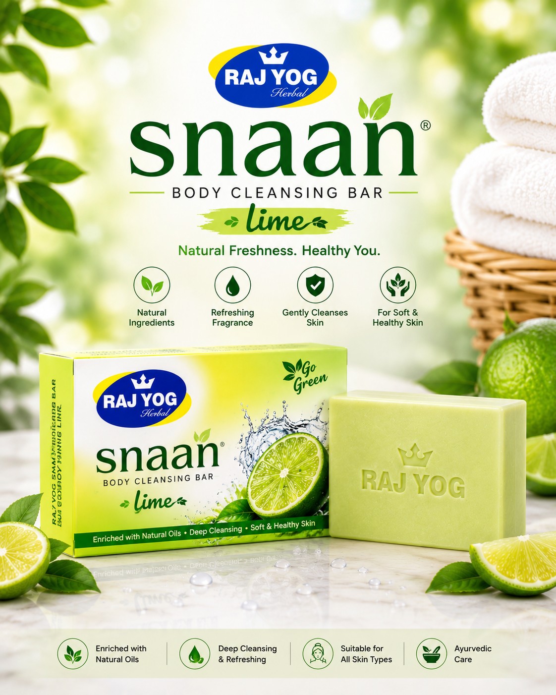 RAJ YOG Snaan Lime Body Cleansing  Bar