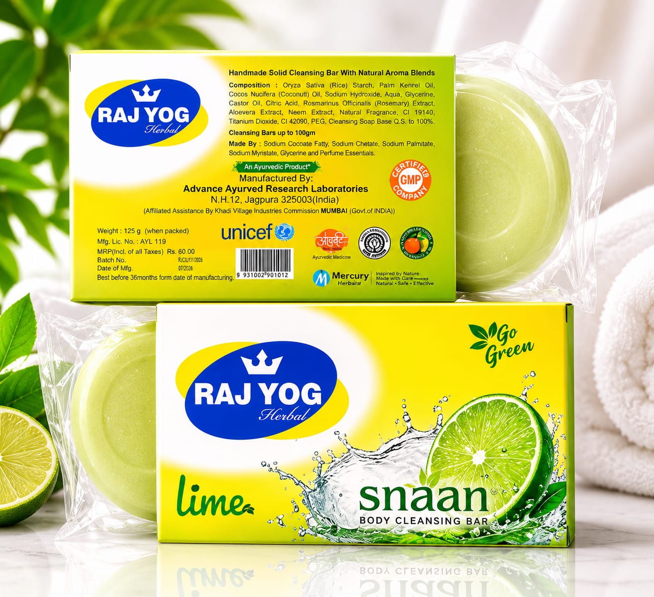 RAJ YOG Snaan Lime Body Cleansing  Bar