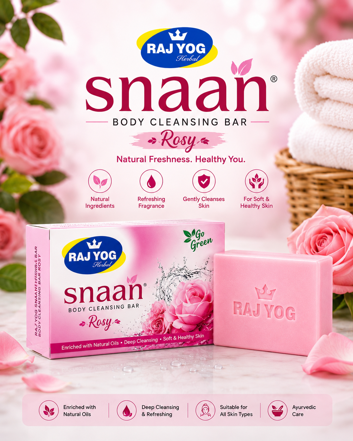 RAJ YOG Snaan Rosy Body Cleansing Bar